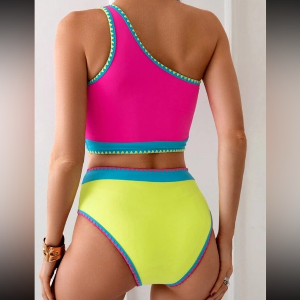 **NEW** Neon One-Shoulder Two Piece Swimsuit